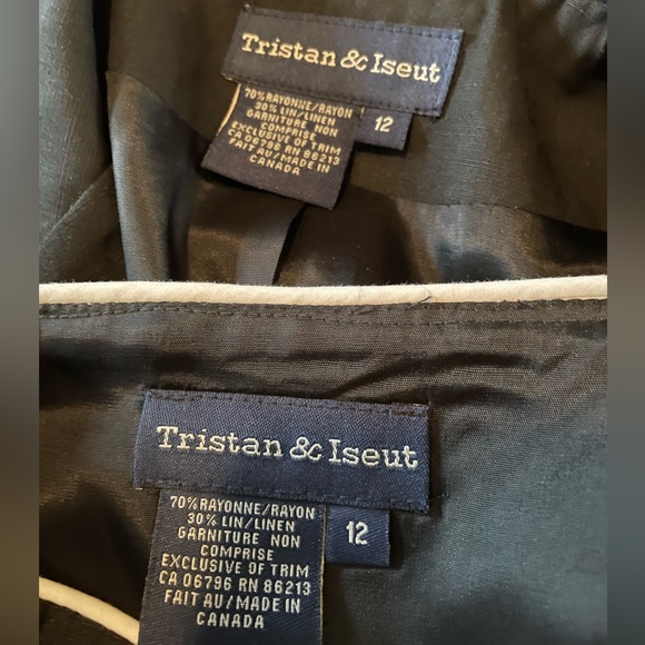 Ladies black suit with white piping - Picture 5 of 5